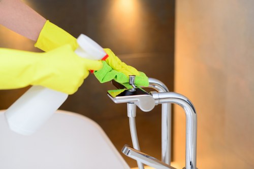 Communal area cleaning in a Camden Town residential entrance